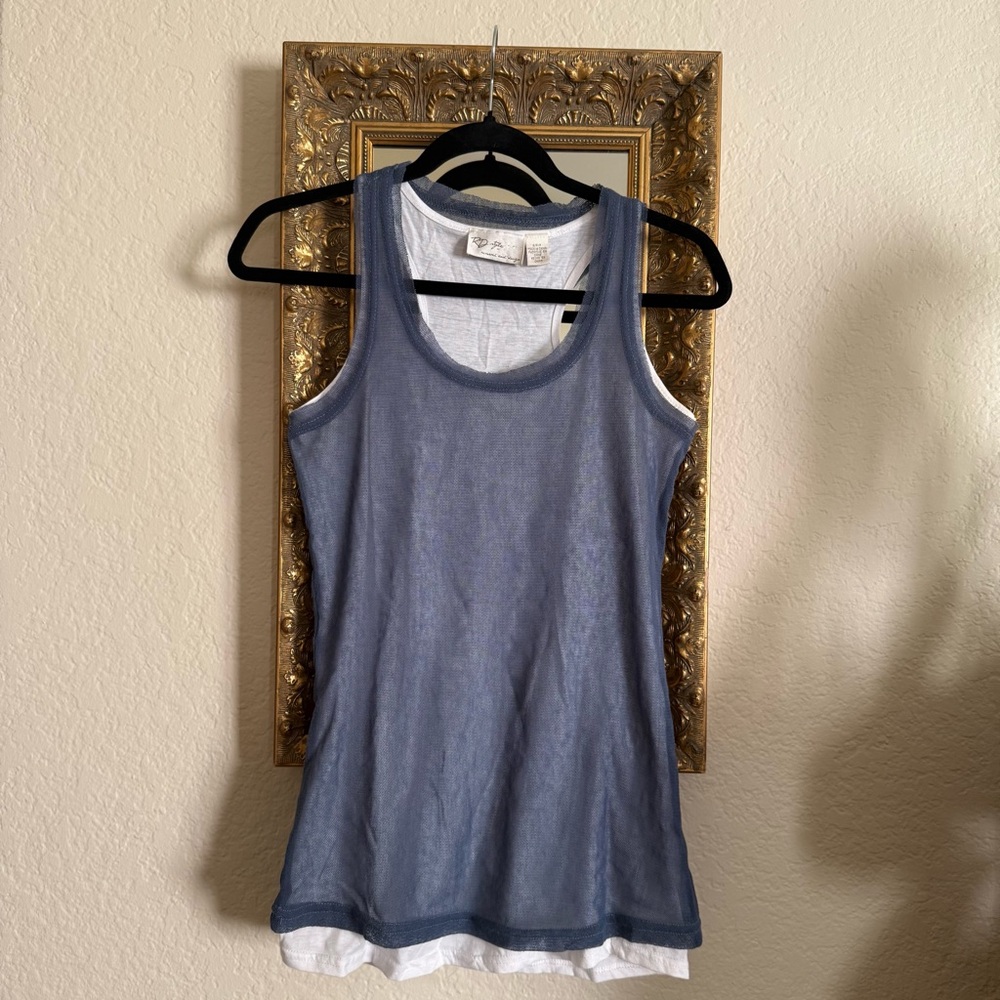 RD Style Navy and White Layered Tank Top